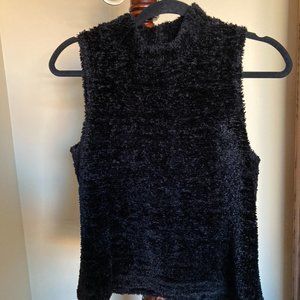 Mock Neck Fuzzy Sleveless Sweater